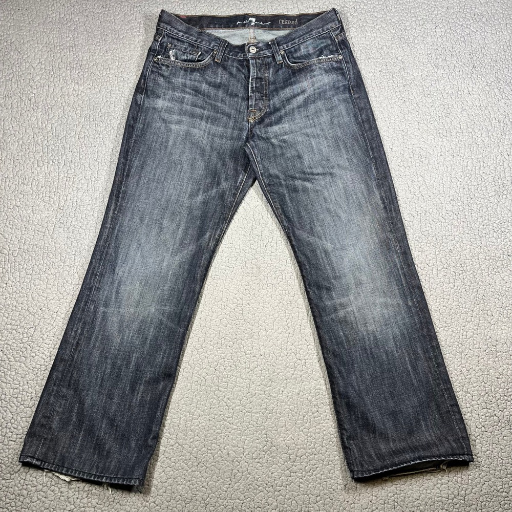 7 For All Mankind Jeans VINTAGE Men 32 Relaxed Button Fly Distressed Made in USA